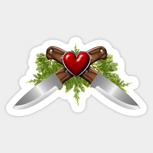 crossed bushcraft knives Sticker